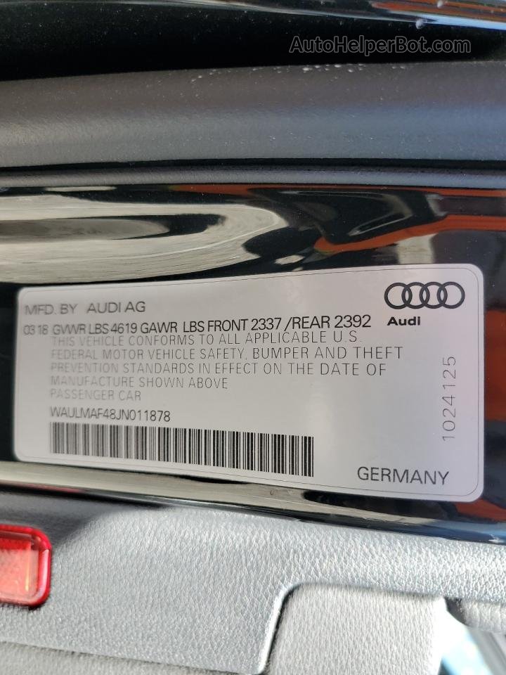2018 Audi A4 Premium Plus Black vin: WAULMAF48JN011878