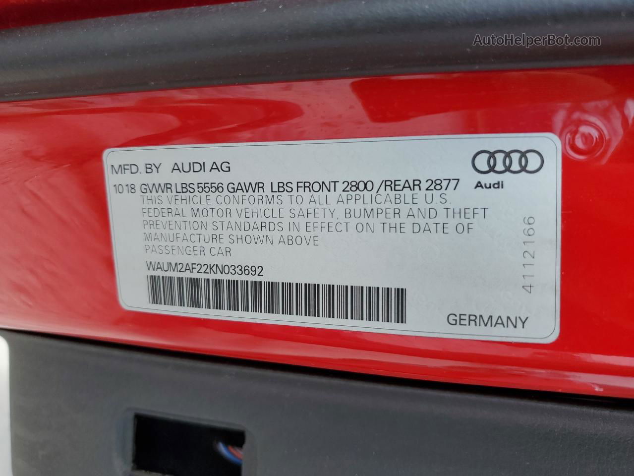 2019 Audi A6 Prestige Red vin: WAUM2AF22KN033692