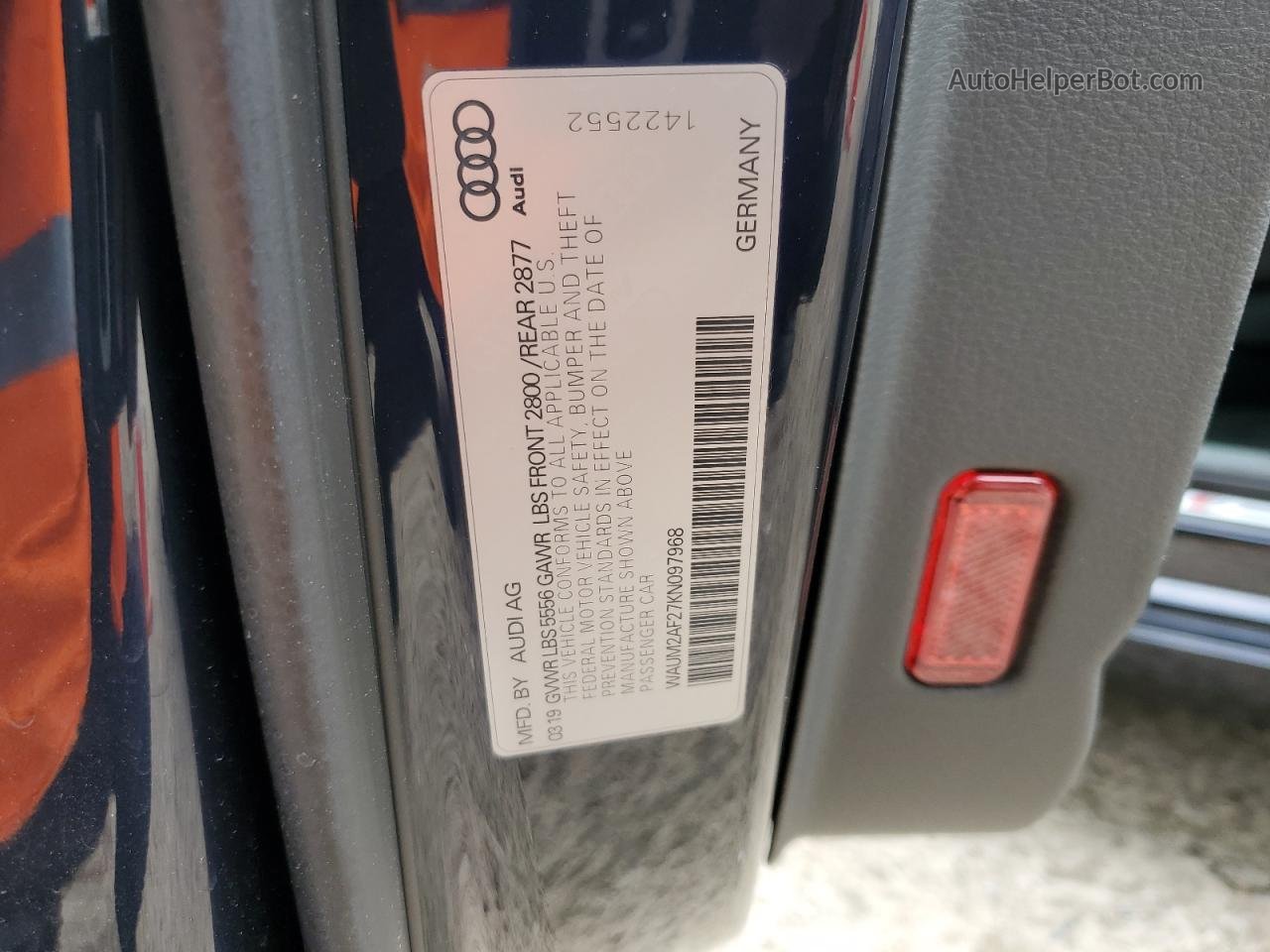 2019 Audi A6 Prestige Blue vin: WAUM2AF27KN097968