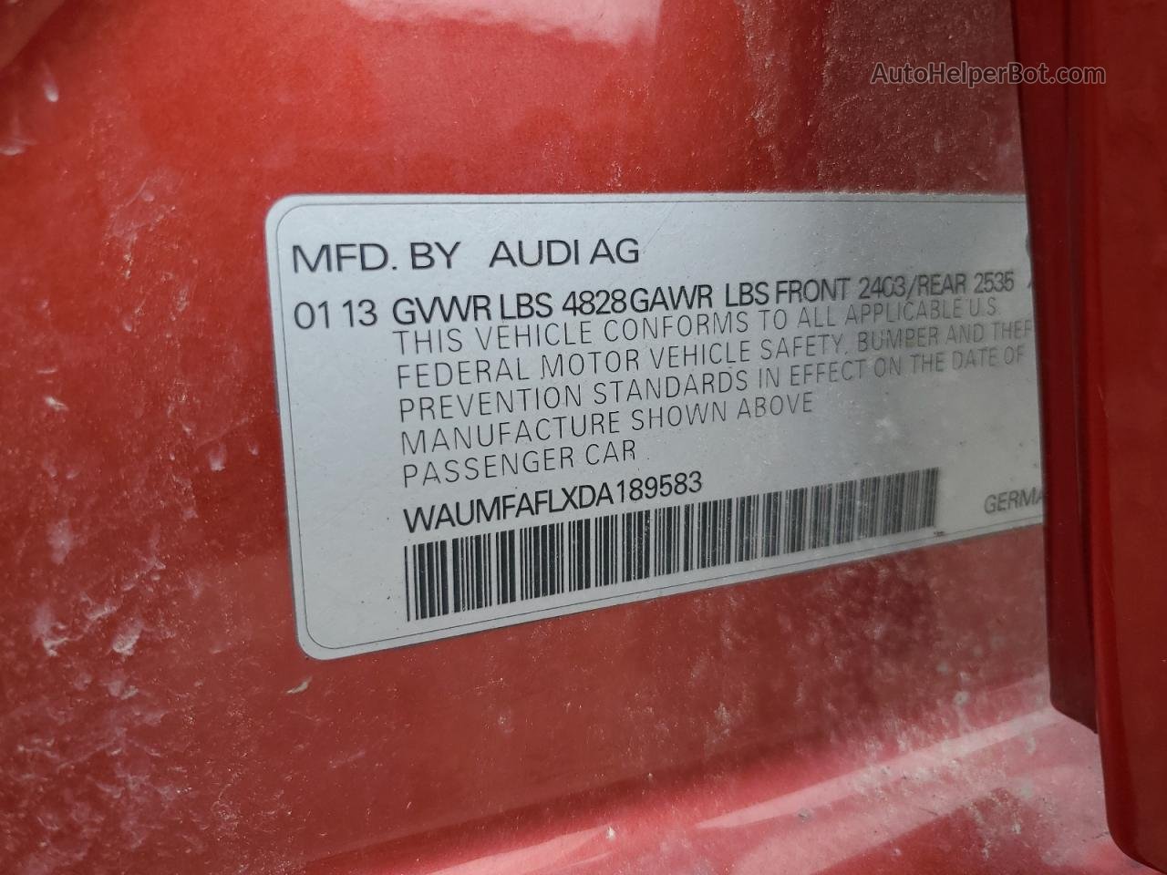 2013 Audi A4 Prestige Orange vin: WAUMFAFLXDA189583