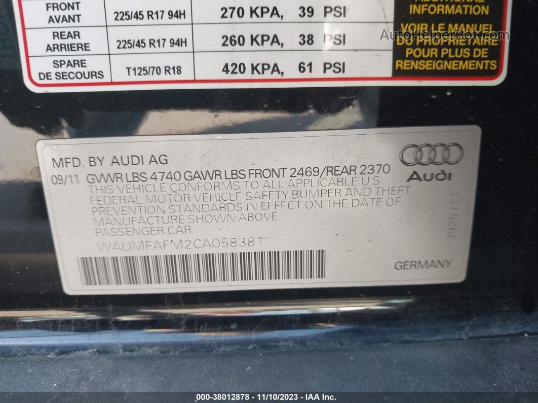 2012 Audi A3 2.0t Premium Черный vin: WAUMFAFM2CA058381