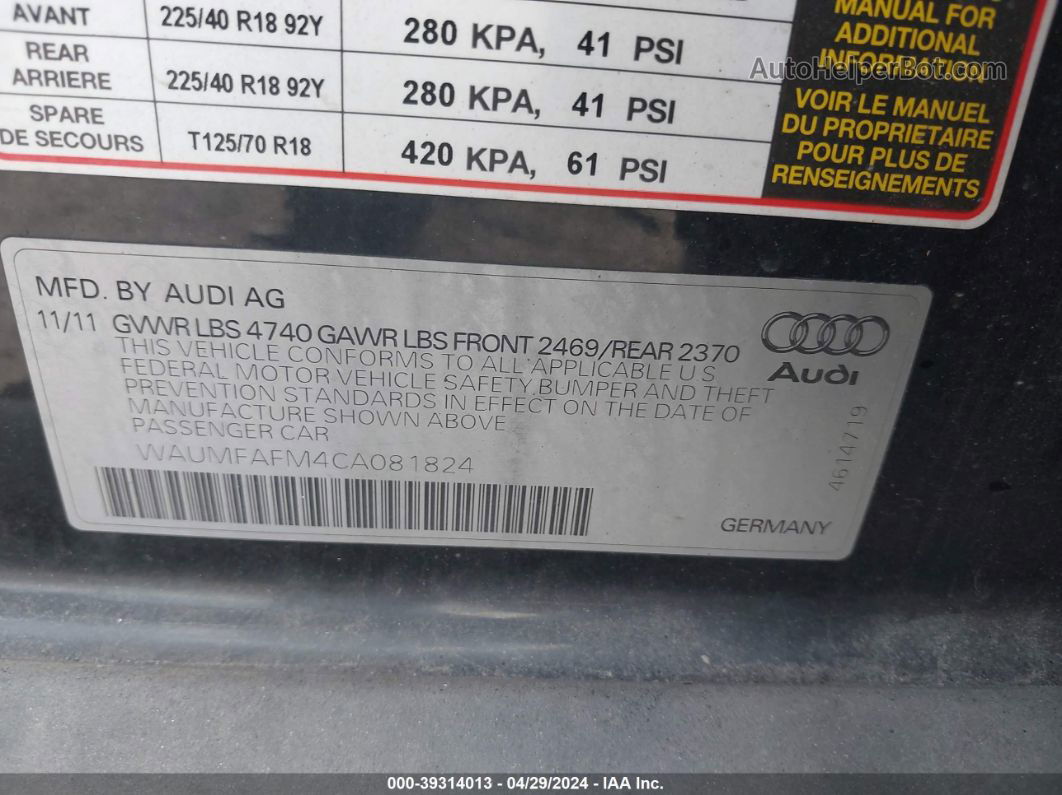 2012 Audi A3 2.0t Premium Black vin: WAUMFAFM4CA081824