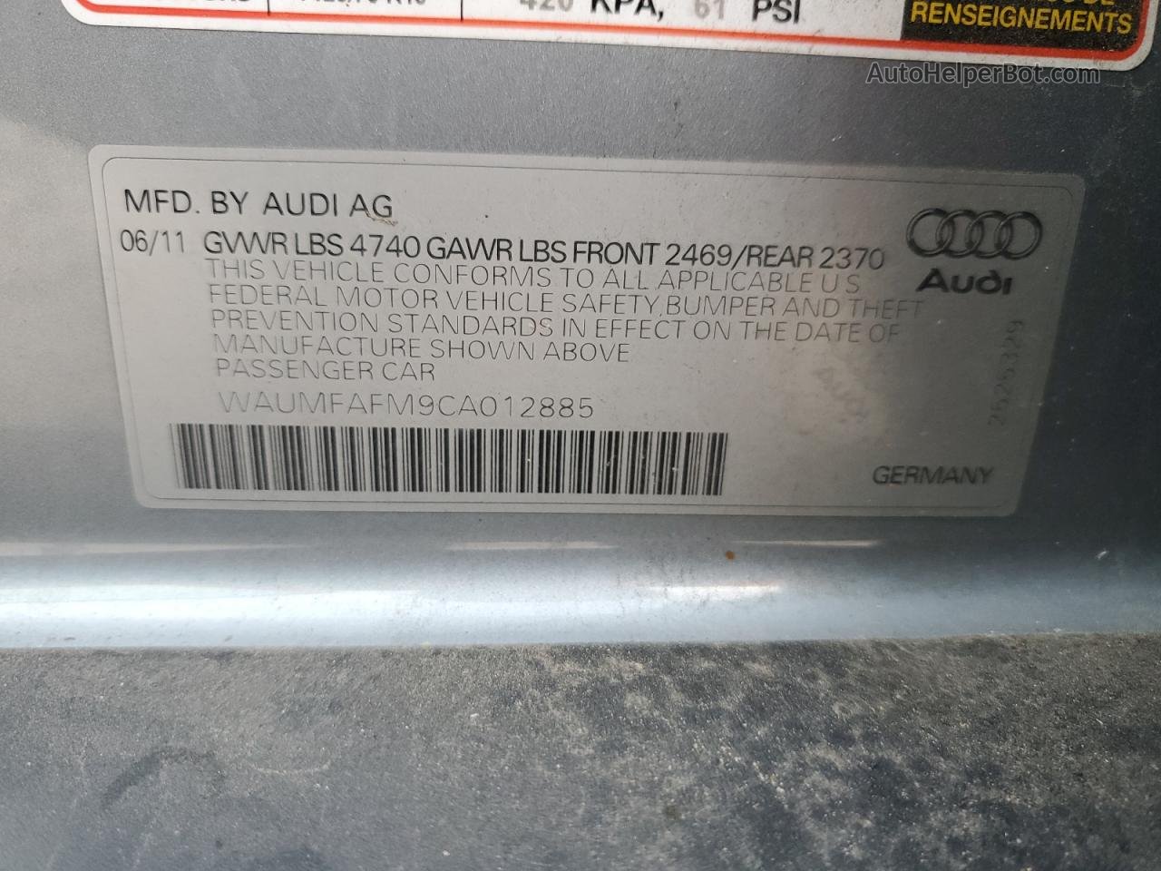 2012 Audi A3 Premium Plus Silver vin: WAUMFAFM9CA012885