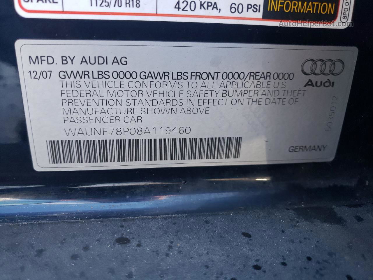 2008 Audi A3 2.0 Premium Черный vin: WAUNF78P08A119460