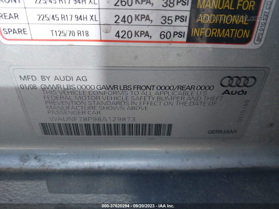 2008 Audi A3   Серебряный vin: WAUNF78P98A129873