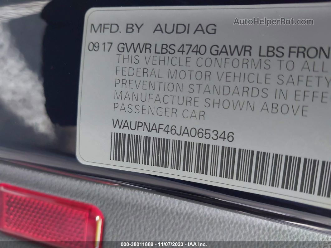 2018 Audi A4 2.0t Tech Premium/2.0t Premium Черный vin: WAUPNAF46JA065346