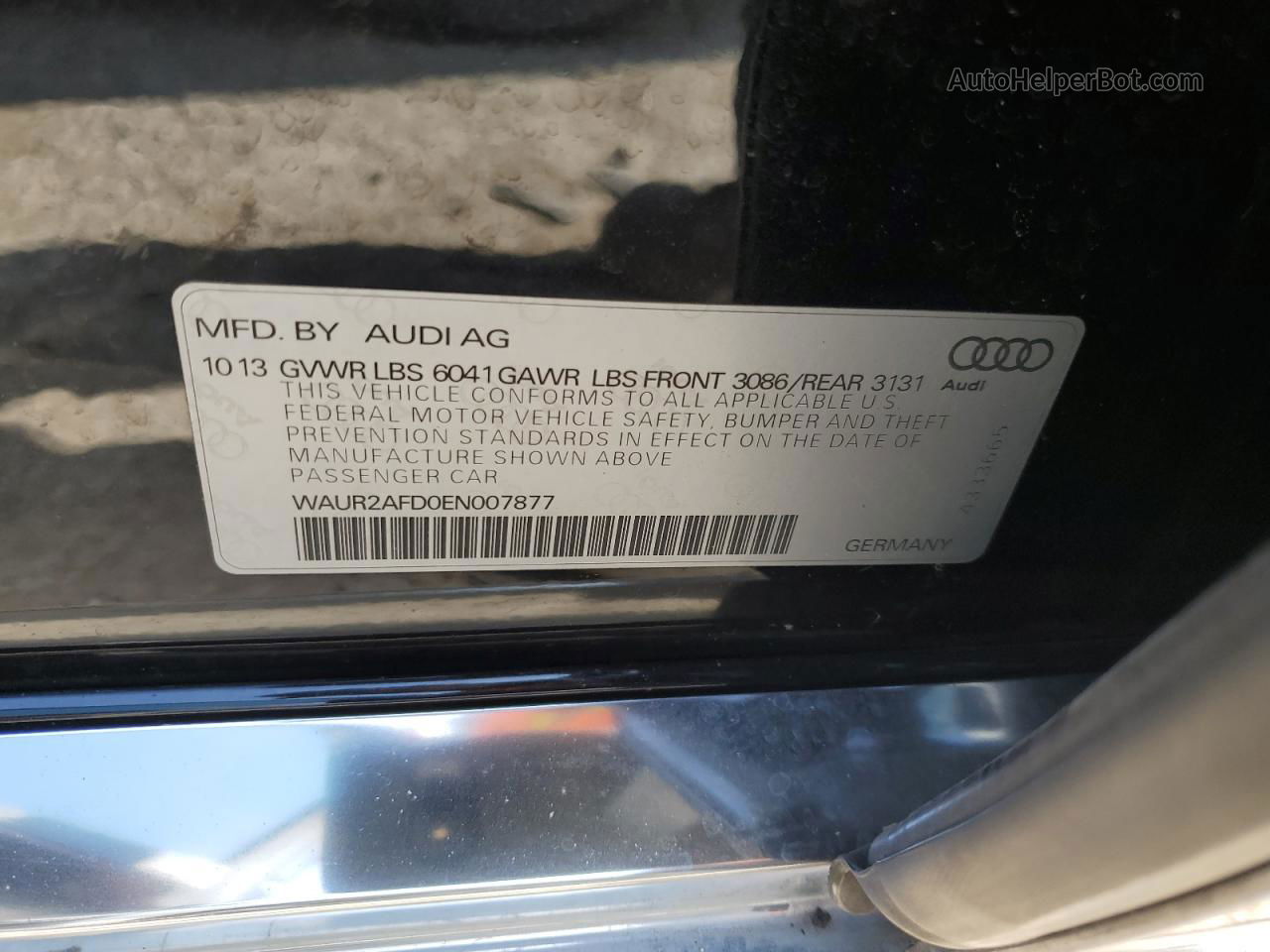 2014 Audi A8 L Quattro Black vin: WAUR2AFD0EN007877