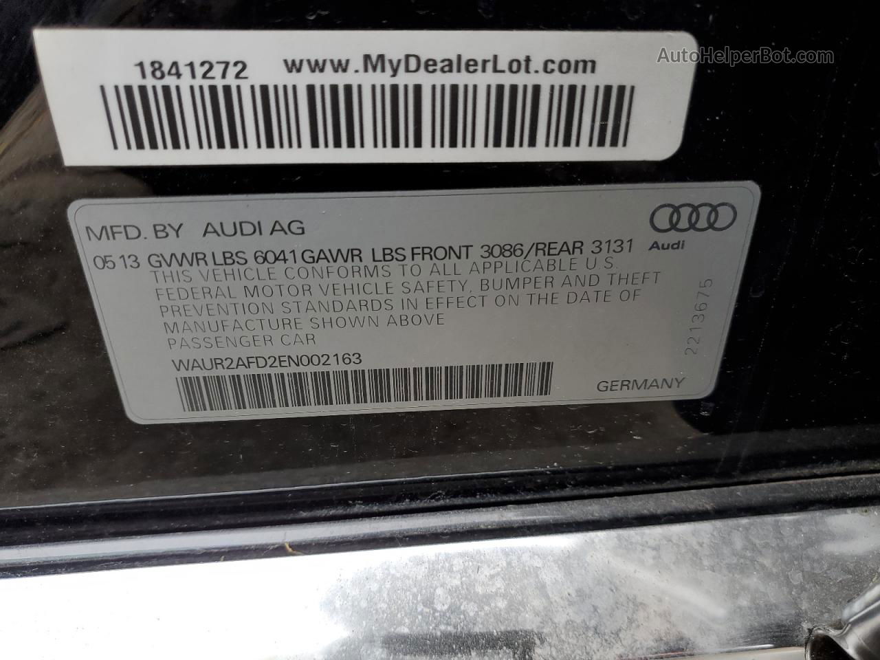 2014 Audi A8 L Quattro Black vin: WAUR2AFD2EN002163