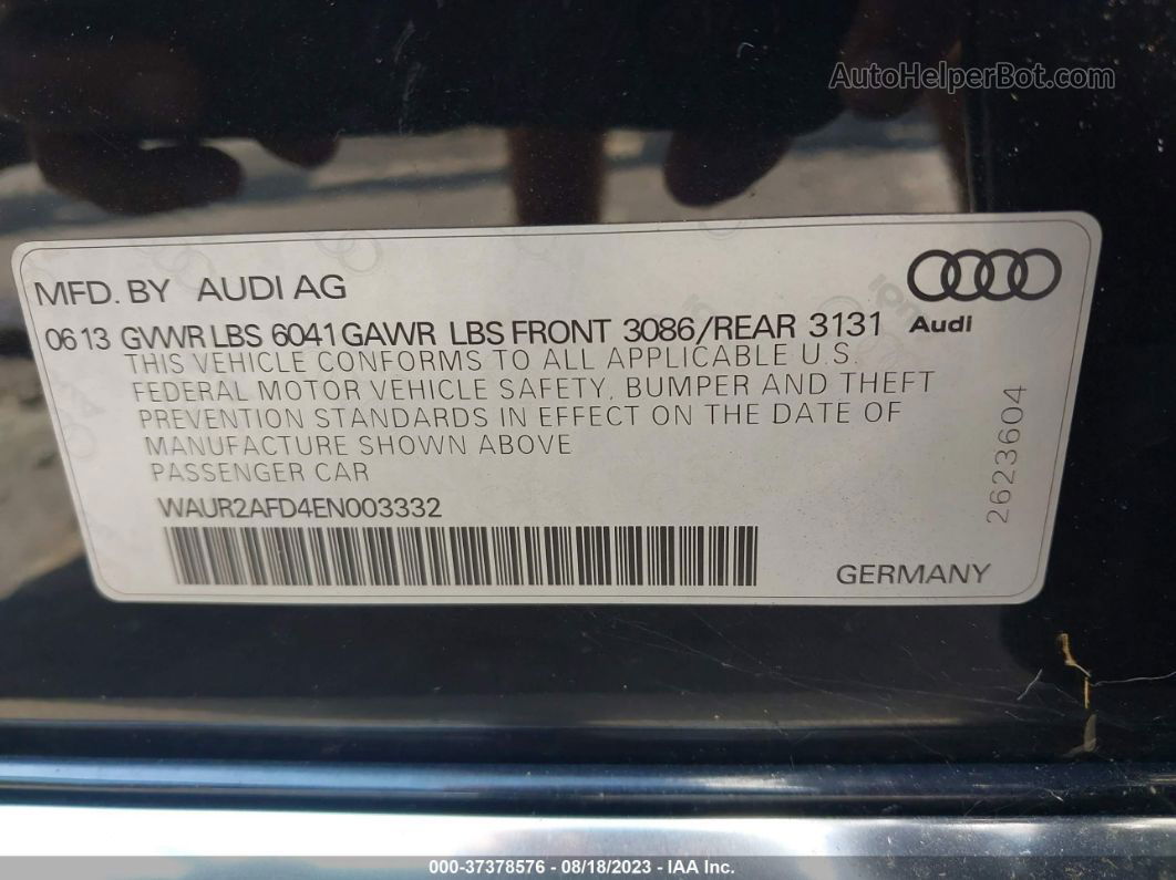 2014 Audi A8 L 4.0t Черный vin: WAUR2AFD4EN003332