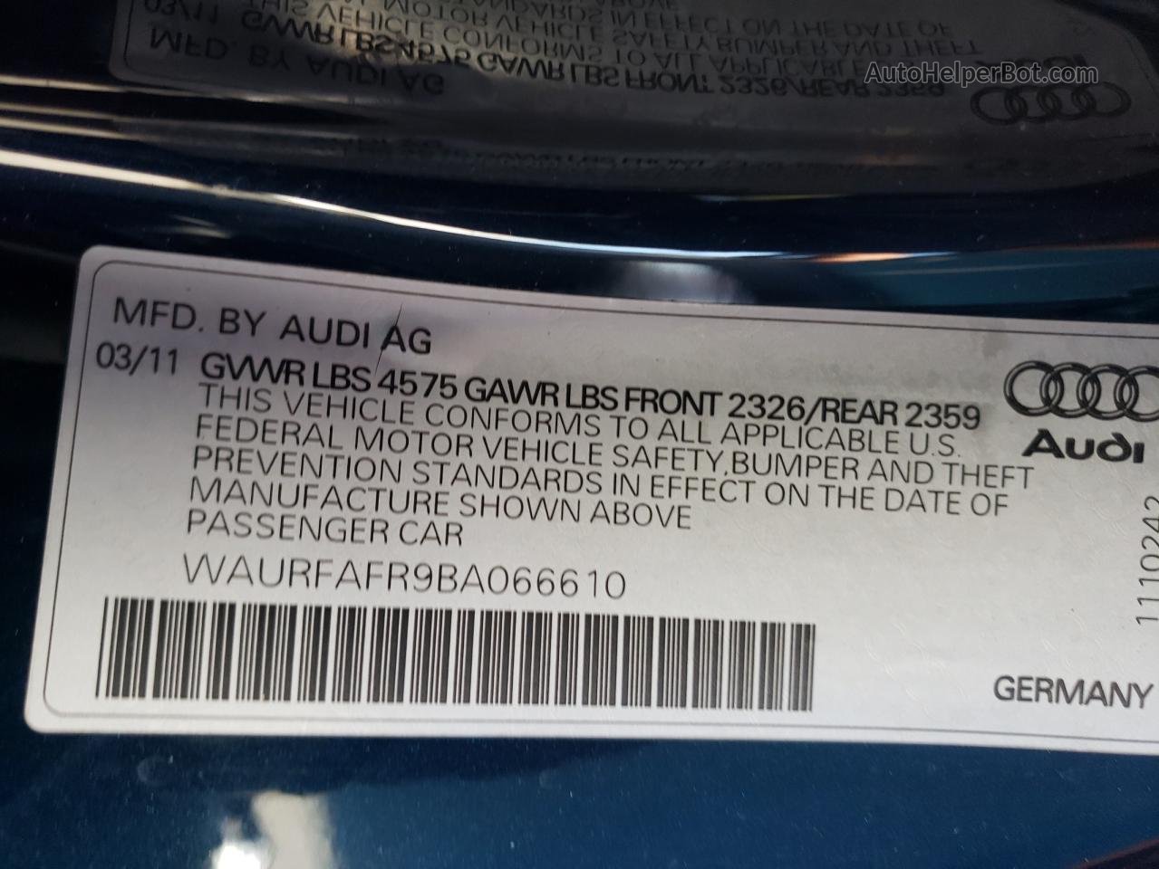 2011 Audi A5 Premium Plus Синий vin: WAURFAFR9BA066610