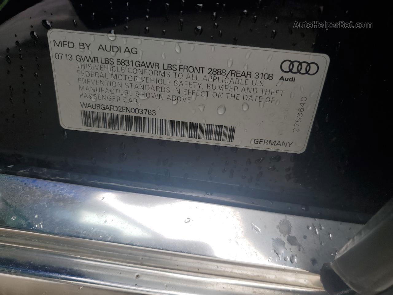 2014 Audi A8 L Quattro Черный vin: WAURGAFD2EN003783