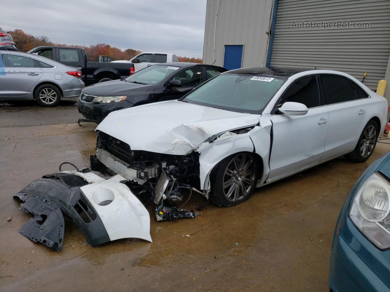 2014 Audi A8 L Quattro White vin: WAURGAFD3EN003176