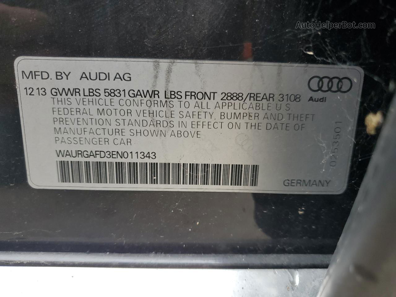 2014 Audi A8 L Quattro Black vin: WAURGAFD3EN011343