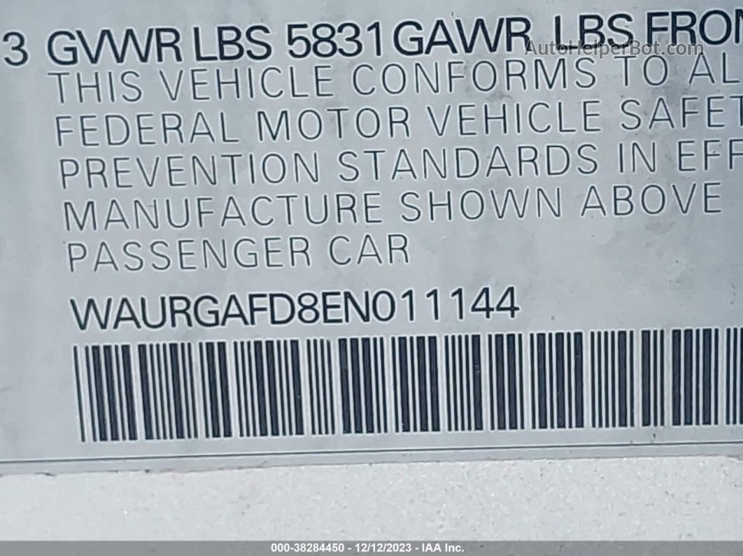 2014 Audi A8 L 3.0t Silver vin: WAURGAFD8EN011144