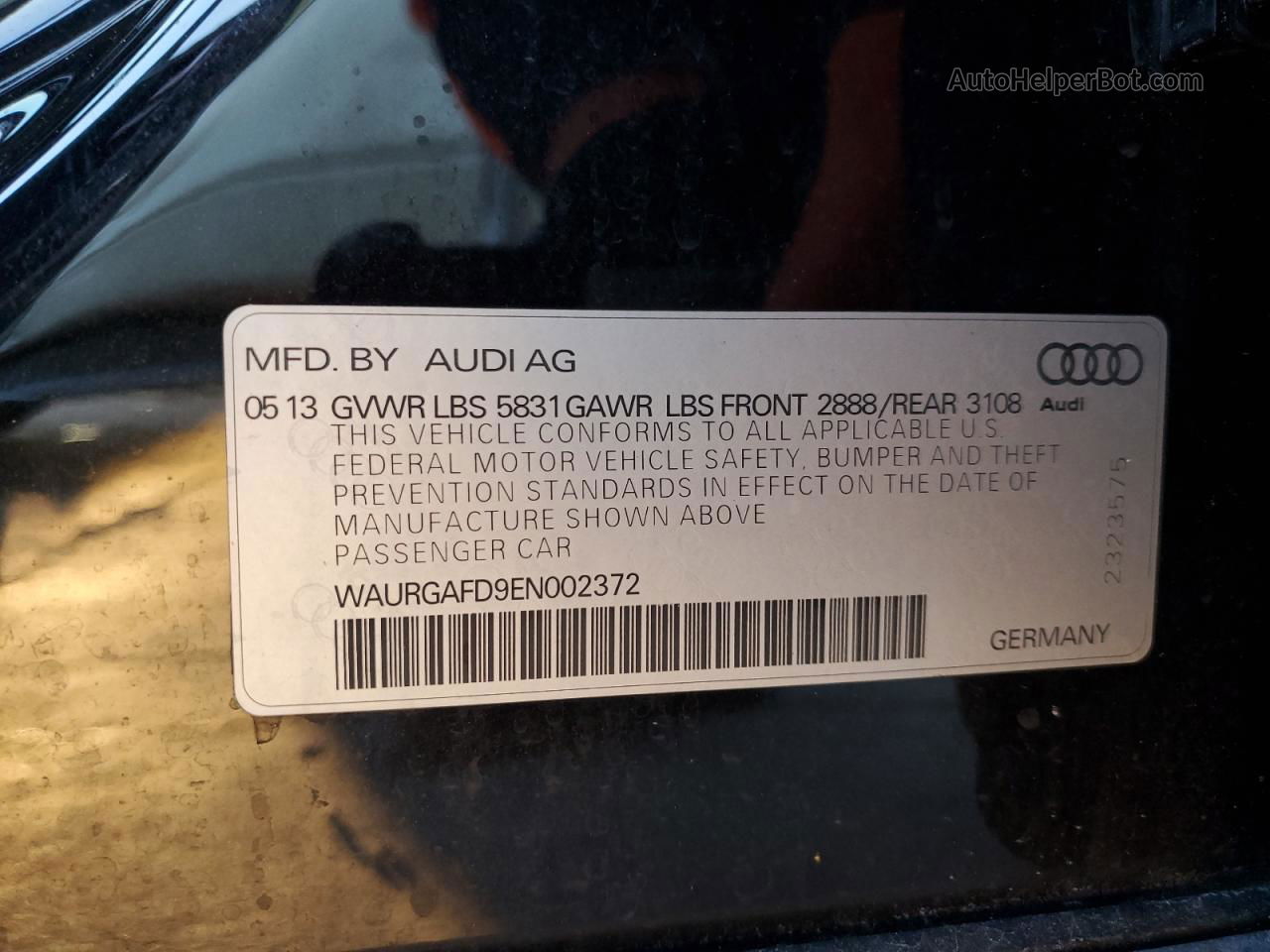 2014 Audi A8 L Quattro Black vin: WAURGAFD9EN002372