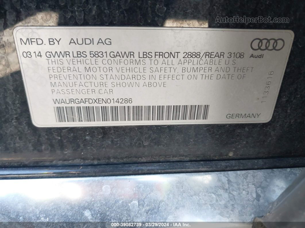 2014 Audi A8 L 3.0t Черный vin: WAURGAFDXEN014286