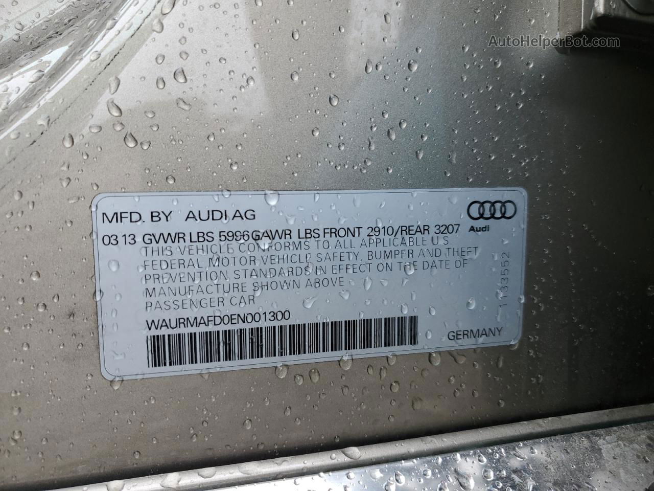 2014 Audi A8 L Tdi Quattro Gold vin: WAURMAFD0EN001300