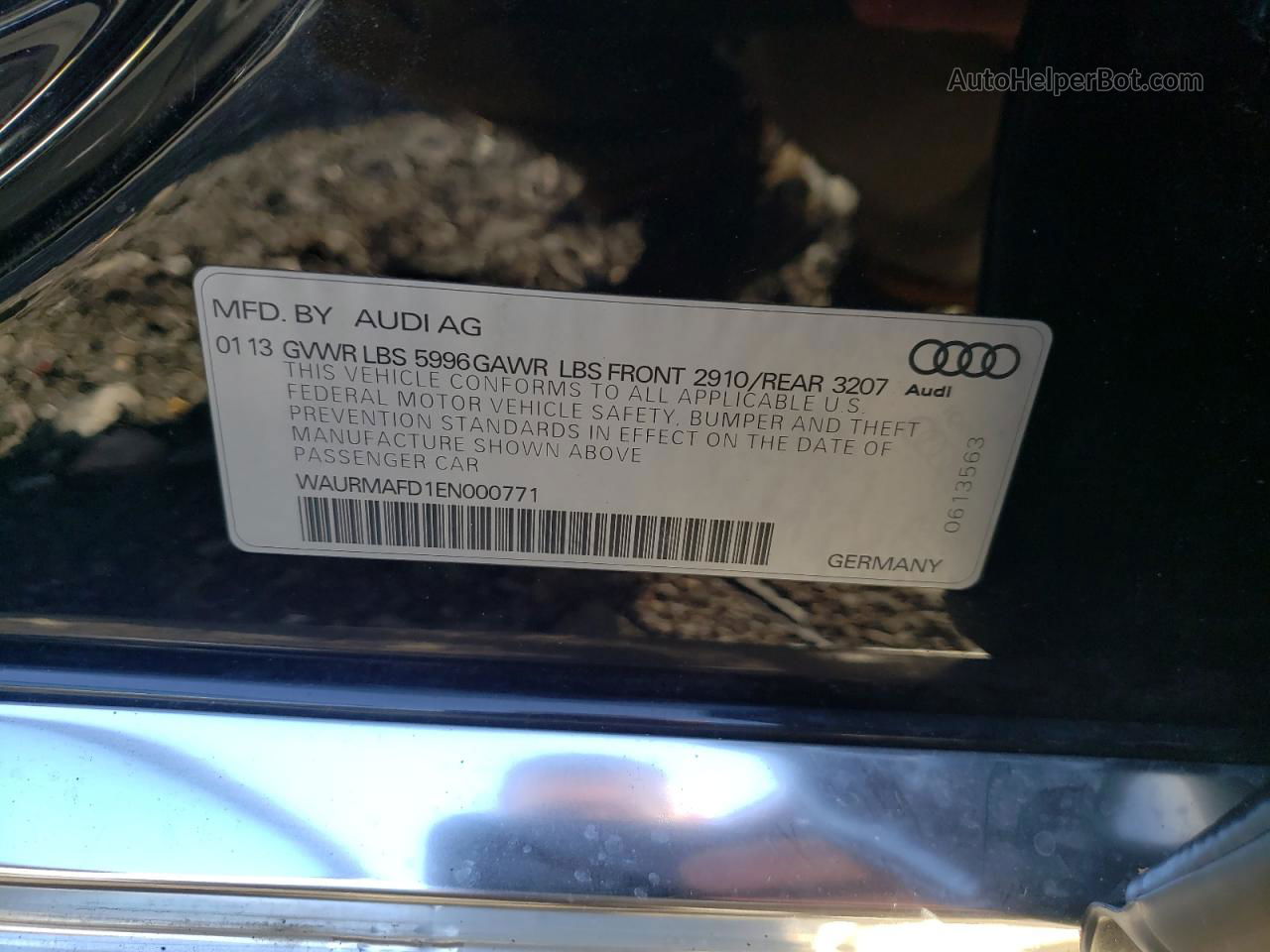 2014 Audi A8 L Tdi Quattro Black vin: WAURMAFD1EN000771