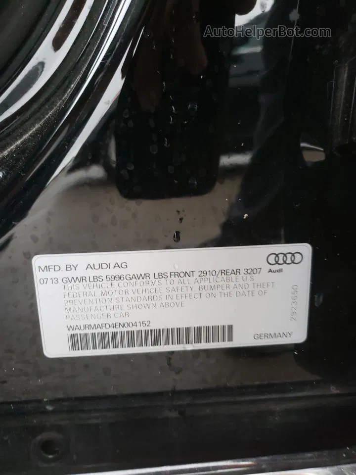 2014 Audi A8 L Tdi Quattro Black vin: WAURMAFD4EN004152