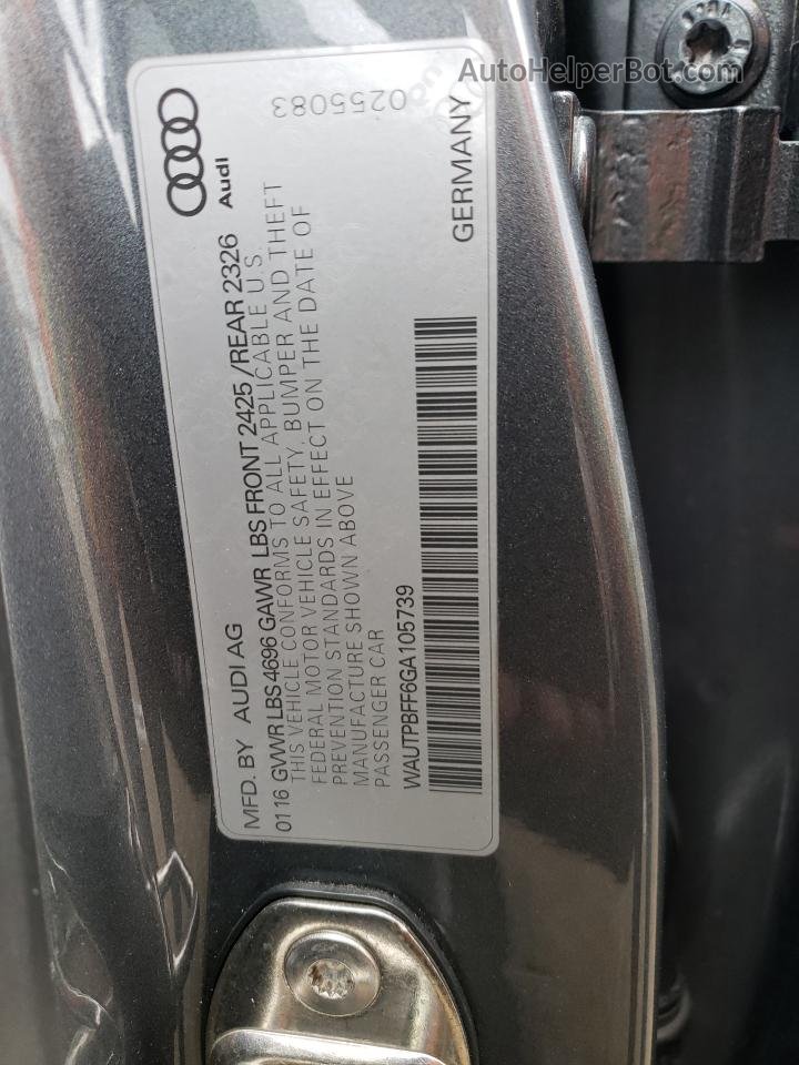 2016 Audi A3 E-tron Premium Plus Gray vin: WAUTPBFF6GA105739