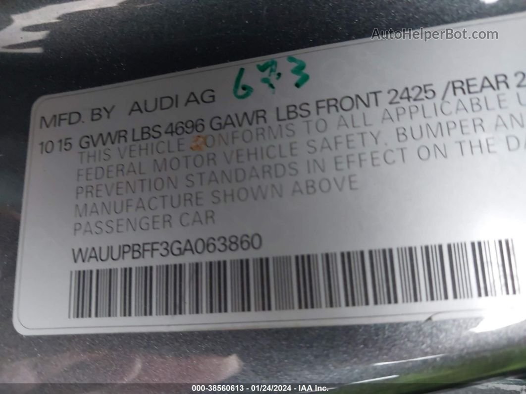 2016 Audi A3 E-tron 1.4t Premium Gray vin: WAUUPBFF3GA063860