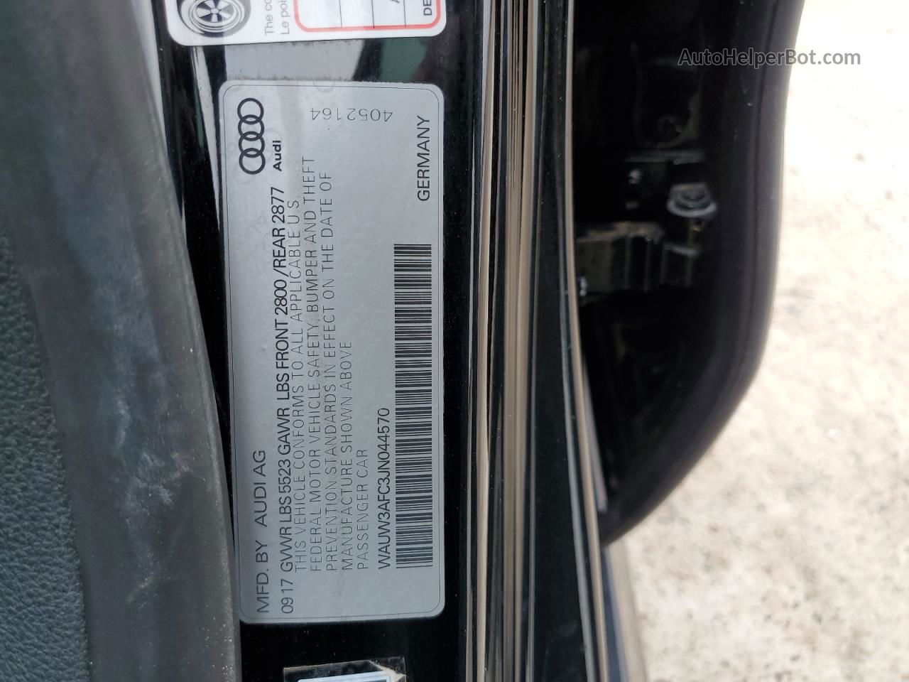 2018 Audi A7 Premium Plus Черный vin: WAUW3AFC3JN044570