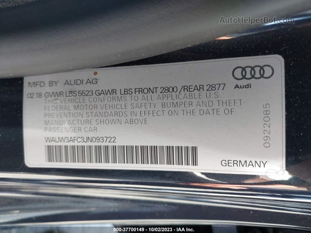 2018 Audi A7 Premium Plus Темно-синий vin: WAUW3AFC3JN093722