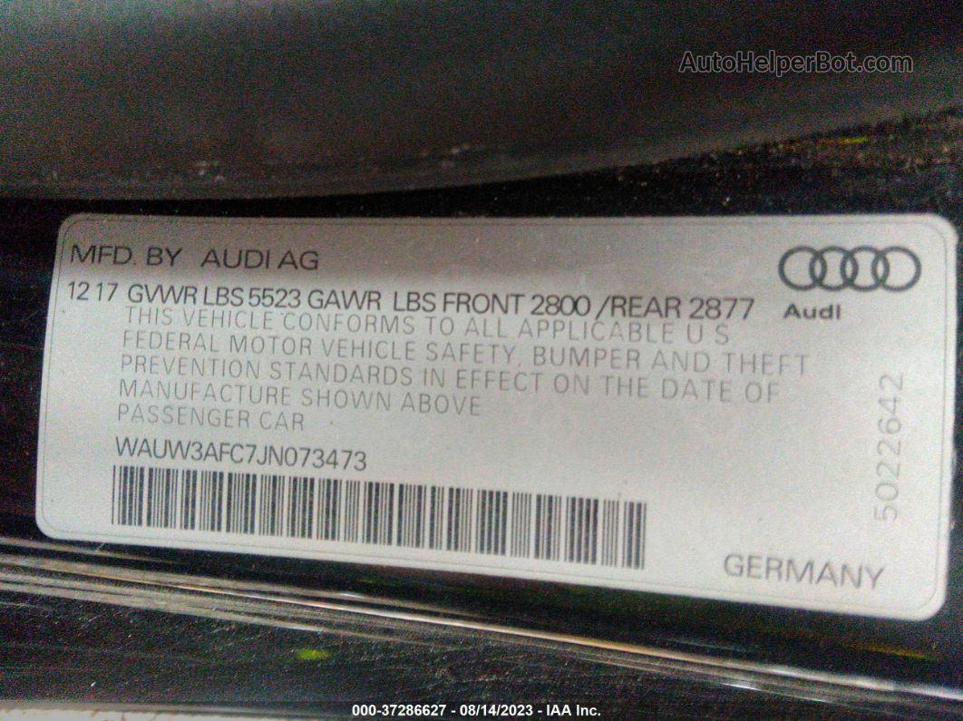 2018 Audi A7 Premium Plus Черный vin: WAUW3AFC7JN073473