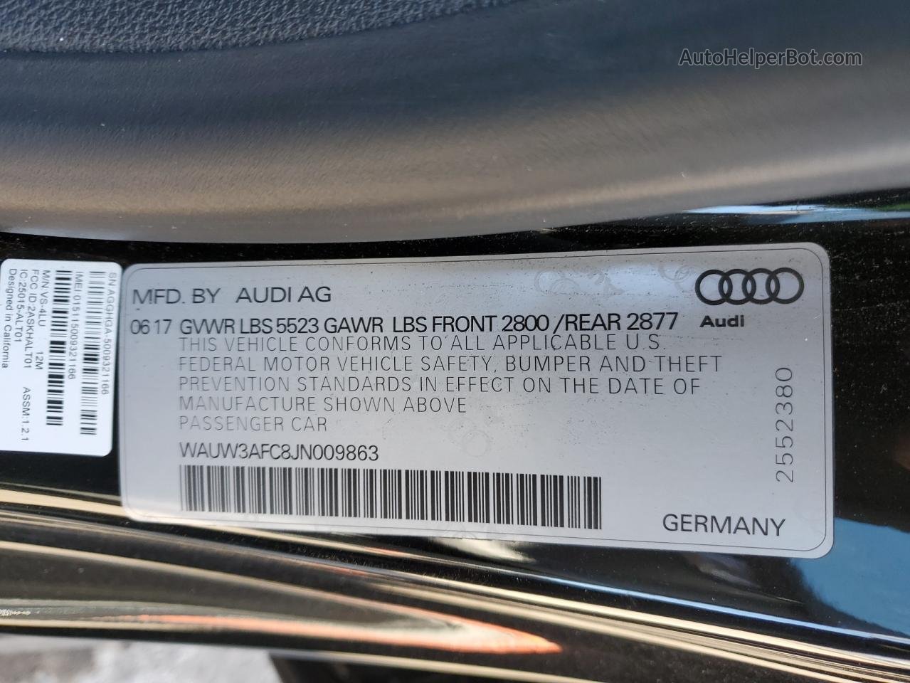 2018 Audi A7 Premium Plus Black vin: WAUW3AFC8JN009863