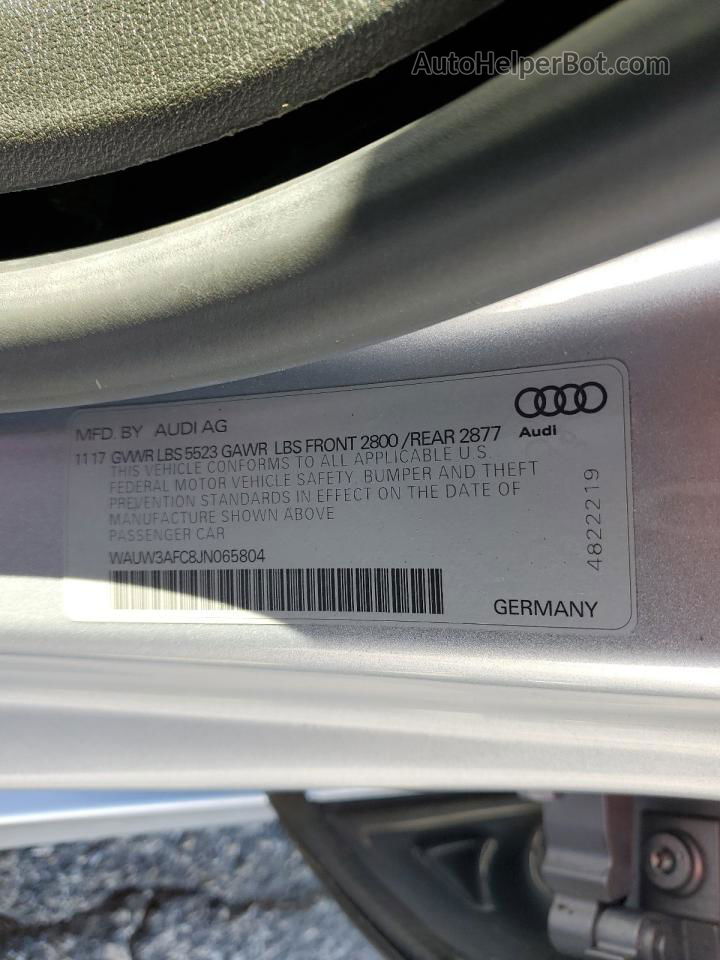 2018 Audi A7 Premium Plus Серебряный vin: WAUW3AFC8JN065804