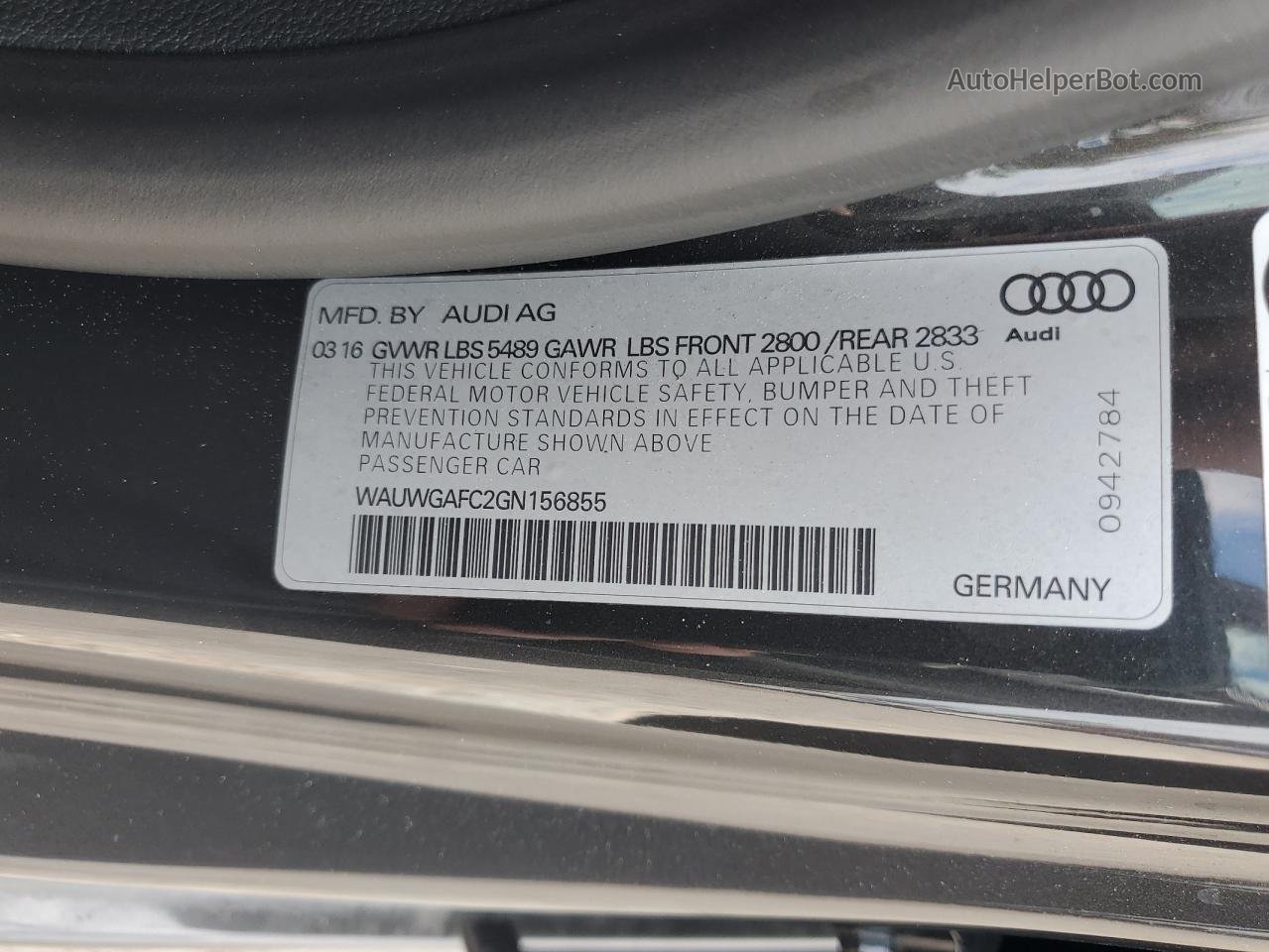 2016 Audi A7 Premium Plus Серый vin: WAUWGAFC2GN156855