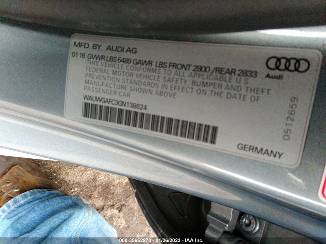 2016 Audi A7 3.0 Premium Plus White vin: WAUWGAFC3GN138624