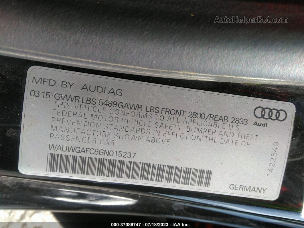2016 Audi A7 3.0 Premium Plus Черный vin: WAUWGAFC6GN015237