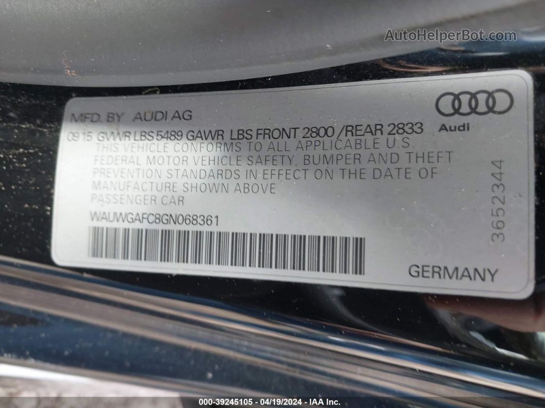 2016 Audi A7 3.0t Premium Plus Черный vin: WAUWGAFC8GN068361