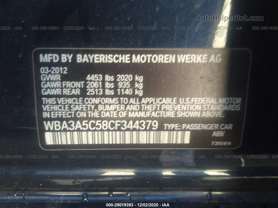 2012 Bmw 3 Series 328i Синий vin: WBA3A5C58CF344379