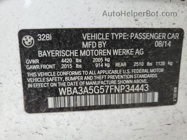 2015 Bmw 328 I White vin: WBA3A5G57FNP34443