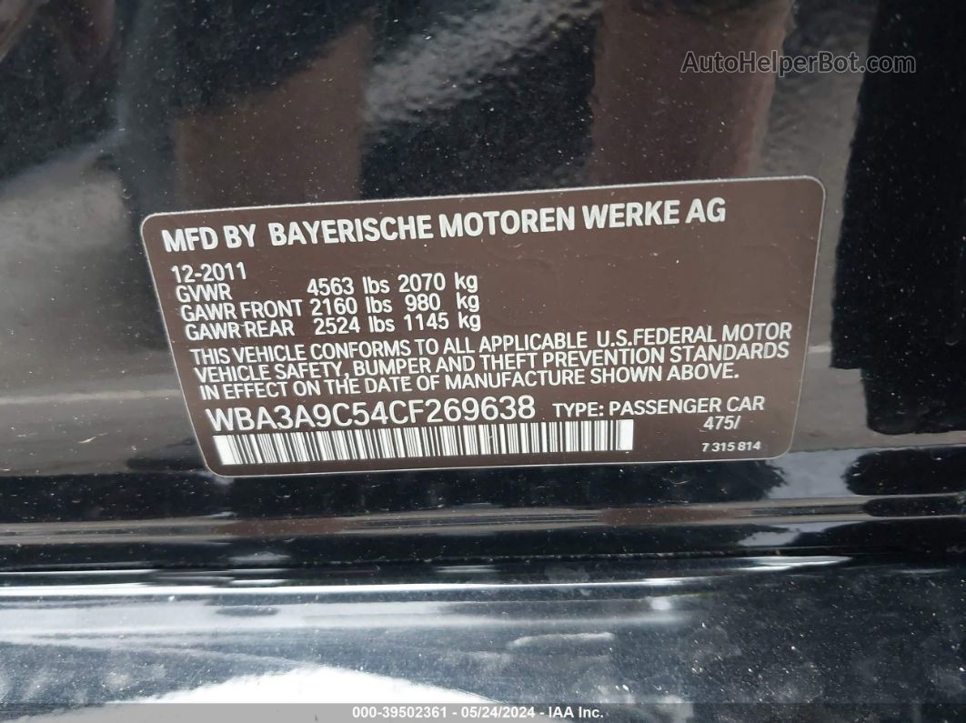 2012 Bmw 335i   Black vin: WBA3A9C54CF269638