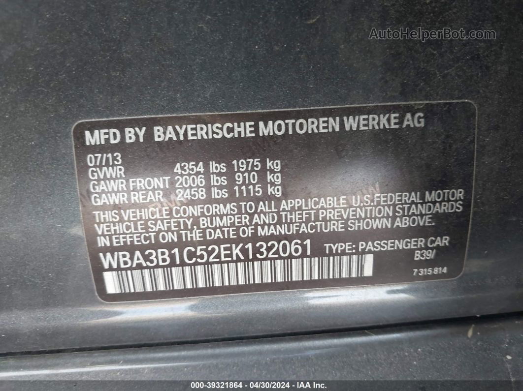 2014 Bmw 320i   Серый vin: WBA3B1C52EK132061