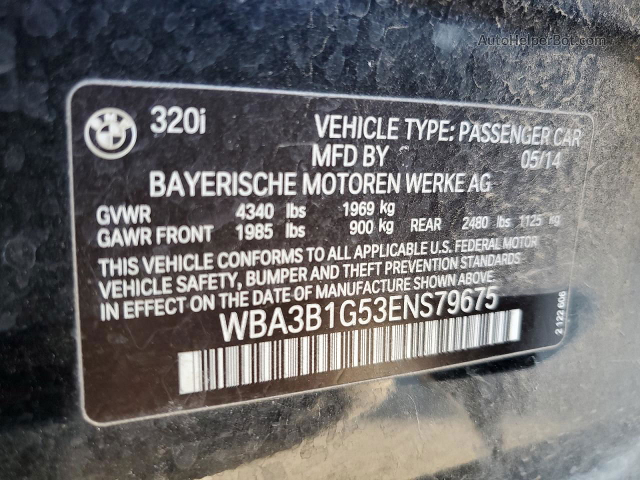 2014 Bmw 320 I Black vin: WBA3B1G53ENS79675