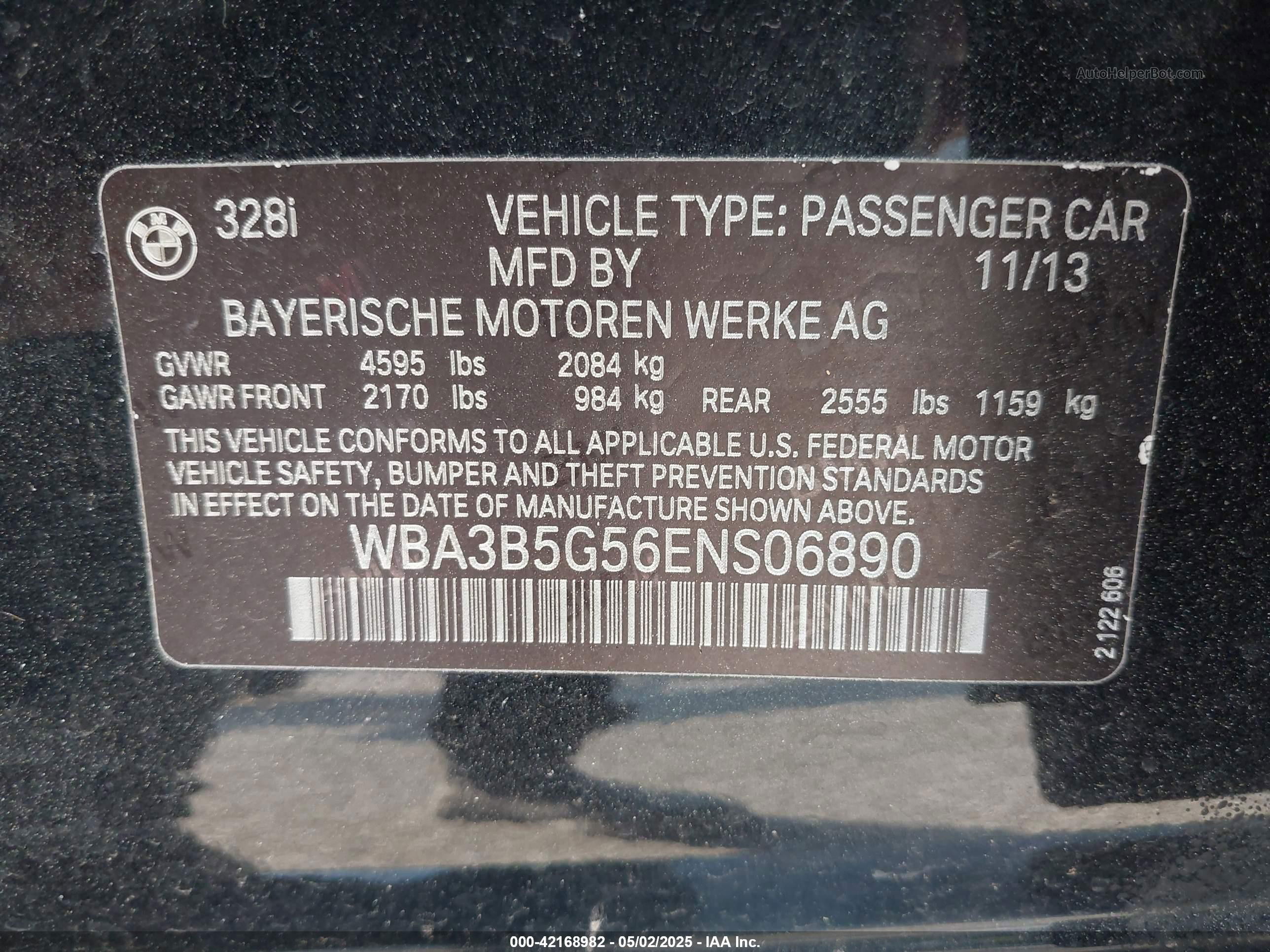 2014 Bmw 328i Xdrive Black vin: WBA3B5G56ENS06890