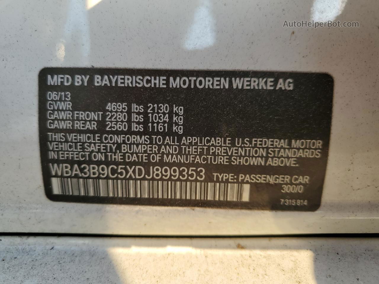 2013 Bmw 335 Xi White vin: WBA3B9C5XDJ899353