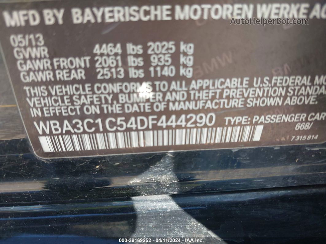 2013 Bmw 328i   Черный vin: WBA3C1C54DF444290