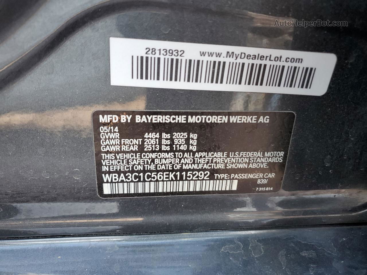 2014 Bmw 328 I Sulev Gray vin: WBA3C1C56EK115292