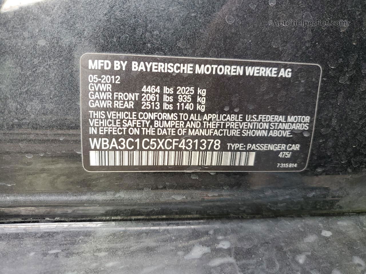 2012 Bmw 328 I Sulev Black vin: WBA3C1C5XCF431378