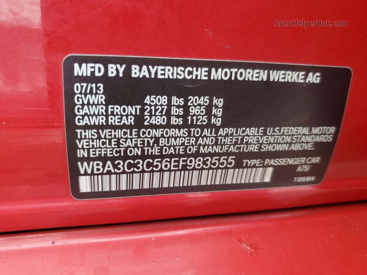 2014 Bmw 320 I Xdrive Red vin: WBA3C3C56EF983555