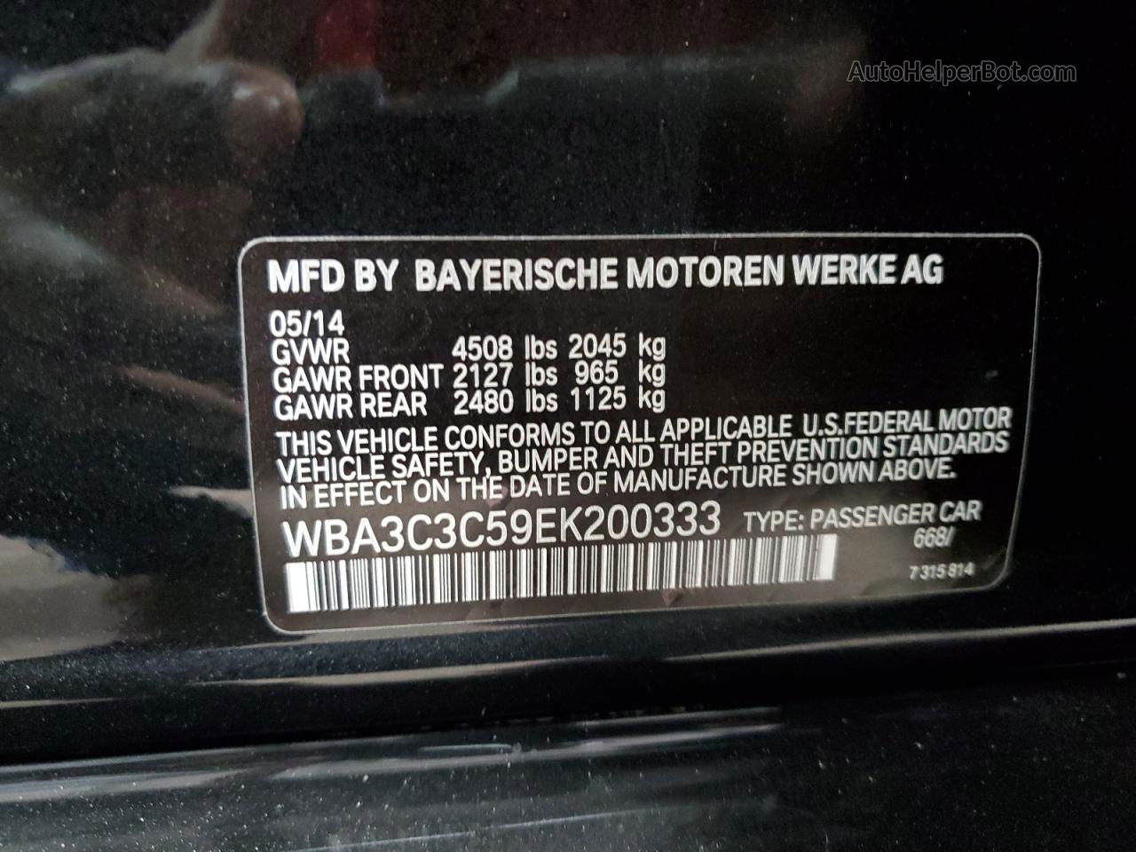 2014 Bmw 320 I Xdrive Черный vin: WBA3C3C59EK200333