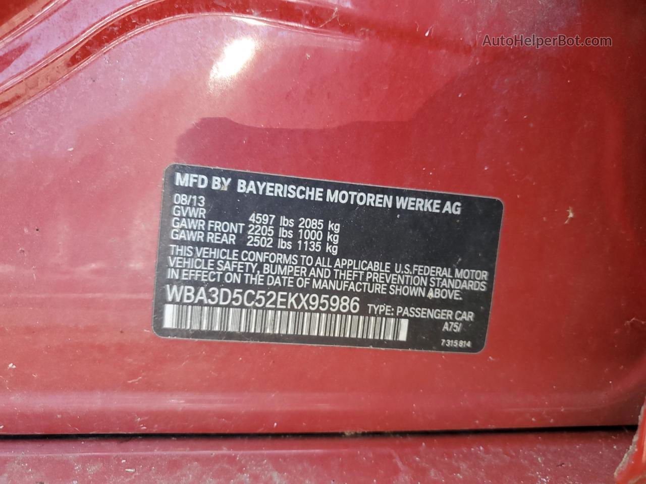 2014 Bmw 328 D Xdrive Red vin: WBA3D5C52EKX95986