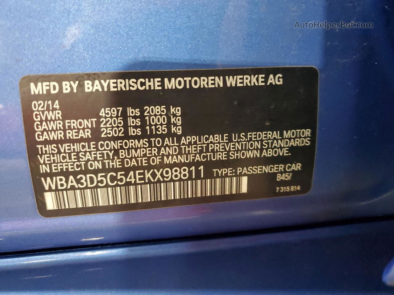 2014 Bmw 328 D Xdrive Blue vin: WBA3D5C54EKX98811