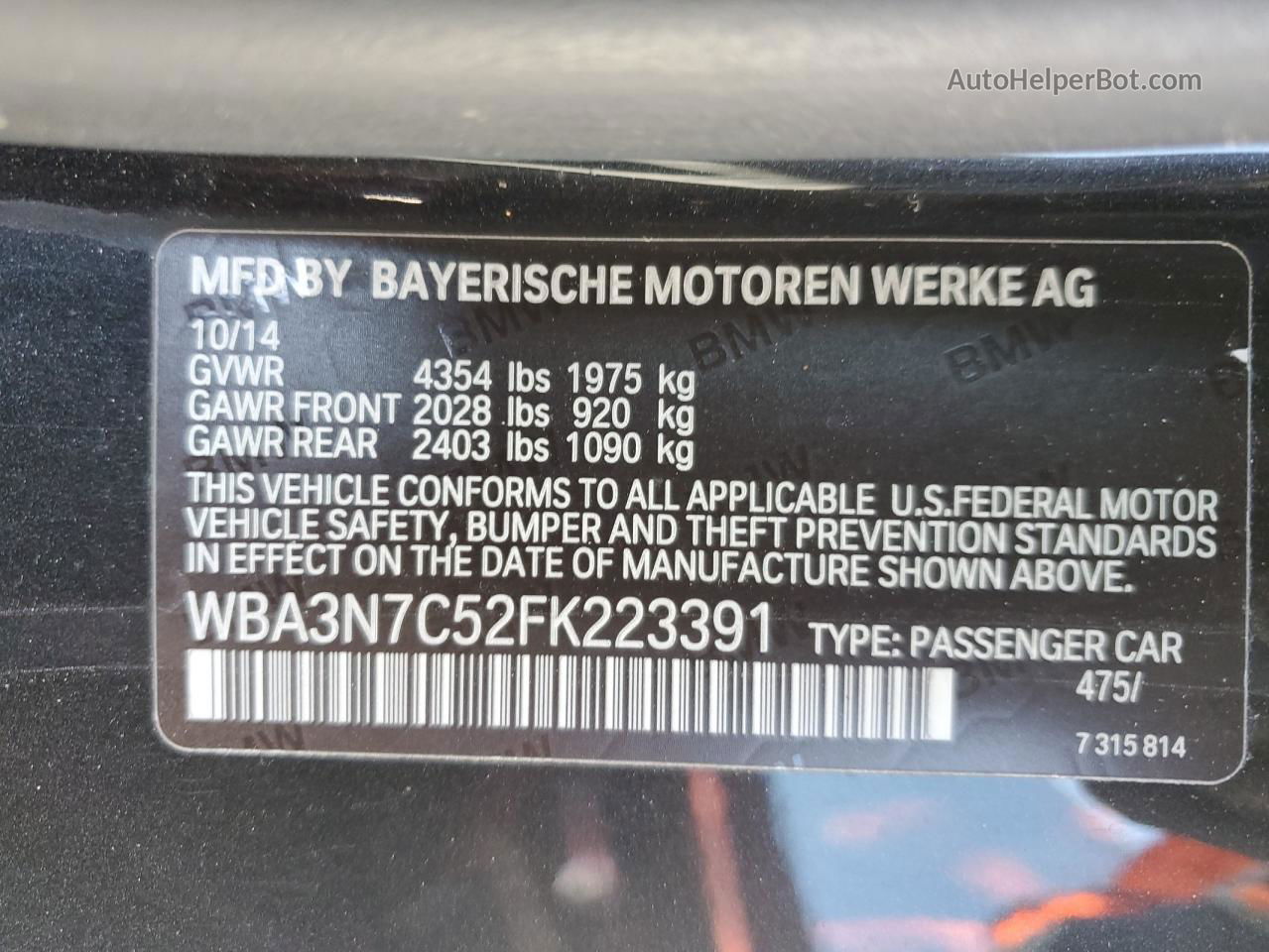 2015 Bmw 428 I Black vin: WBA3N7C52FK223391