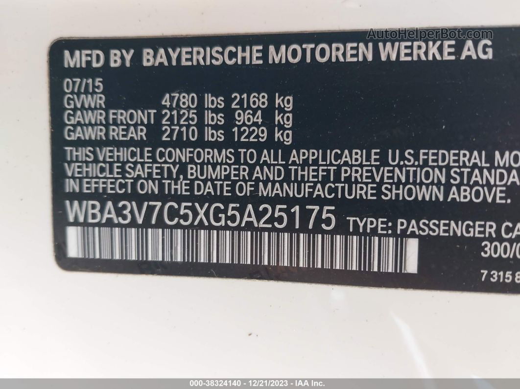 2016 Bmw 428i   Белый vin: WBA3V7C5XG5A25175